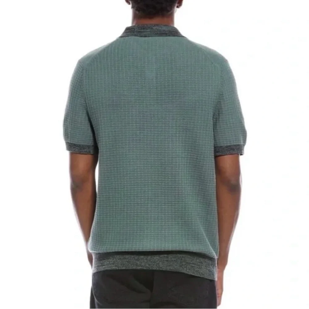 Scotch‎ & Soda Polo Sweater Men M Forest Green Marled Rib Short Sleeve